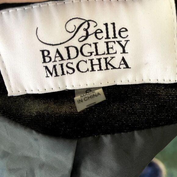 Belle Badgley Mischka Green Velvet Moto Jacket Women's Size Small Preowned - Picture 9 of 9